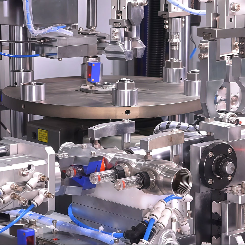 4-Way In-Line Manifold Automatic Assembly Machine Precision Rotary Assembly with Torque and Turn-Count Control