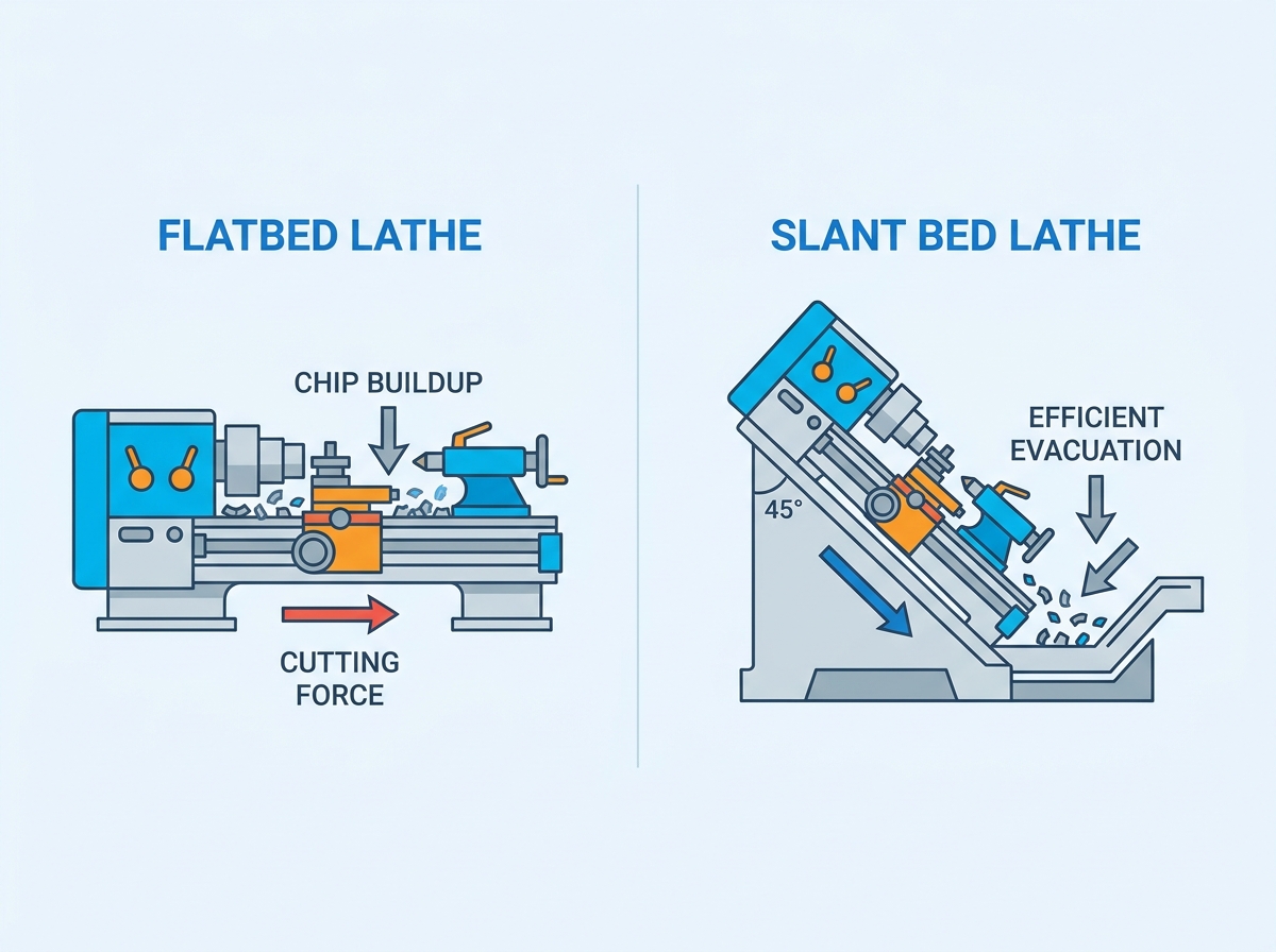 Slant bed lathe CNC machine architecture